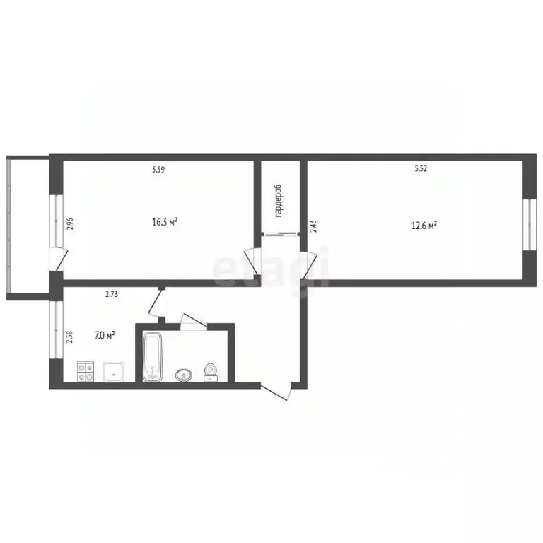 2-к кв. Тюменская область, Тюмень Минская ул., 98 (45.0 м) - Фото 2