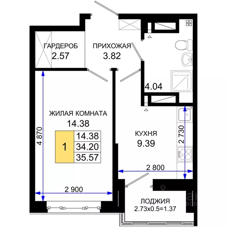 1-к кв. Ростовская область, Ростов-на-Дону Элеваторный пер., 6/3 ... - Фото 0