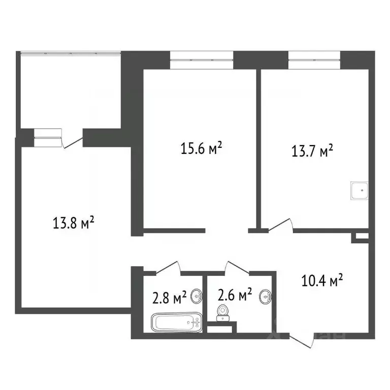 2-к кв. Красноярский край, Красноярск ул. Елены Стасовой, 80 (58.9 м) - Фото 2