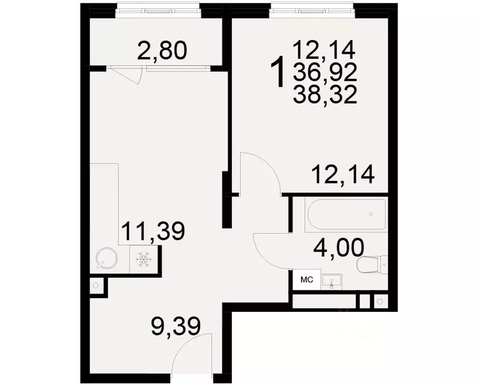 1-к кв. Рязанская область, Рязань ул. Бирюзова (36.92 м) - Фото 0