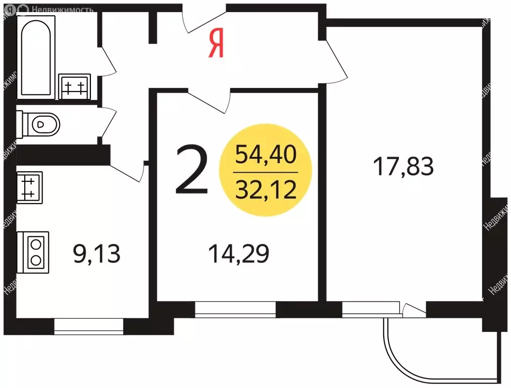 2-комнатная квартира: Мытищи, улица Борисовка, 4А (54 м) - Фото 0