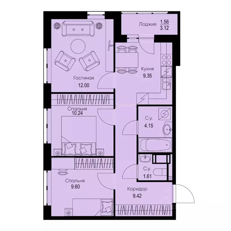 3-к кв. Ленинградская область, Всеволожский район, Заневское городское ... - Фото 1