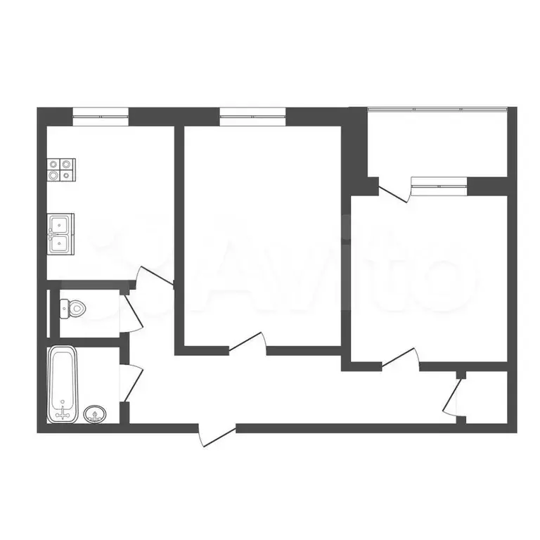2-к. квартира, 51,9 м, 1/5 эт. - Фото 0