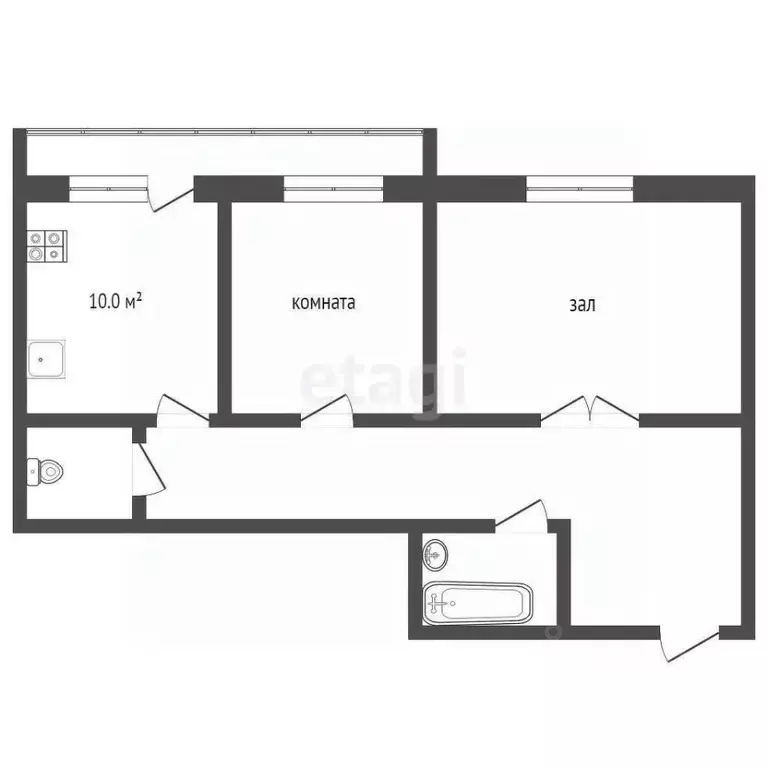 2-к кв. Ханты-Мансийский АО, Ханты-Мансийск Промышленная ул., 13 (64.0 ... - Фото 2