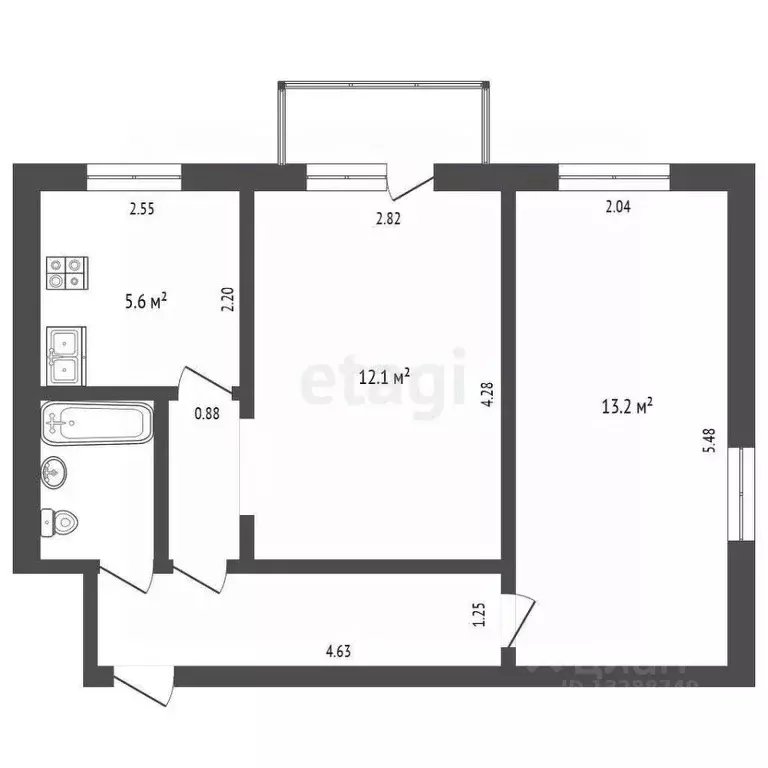 2-к кв. Орловская область, Орел Октябрьская ул., 56 (41.7 м) - Фото 1