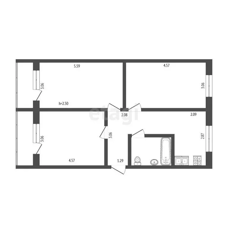 3-комнатная квартира: Саранск, улица Розы Люксембург, 10 (64 м) - Фото 1
