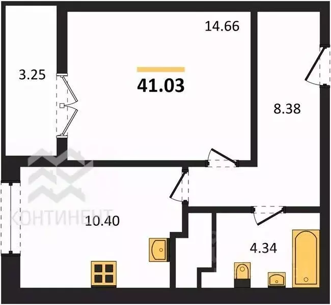 1-к кв. Крым, Евпатория Сезоны жилой комплекс (41.03 м) - Фото 2