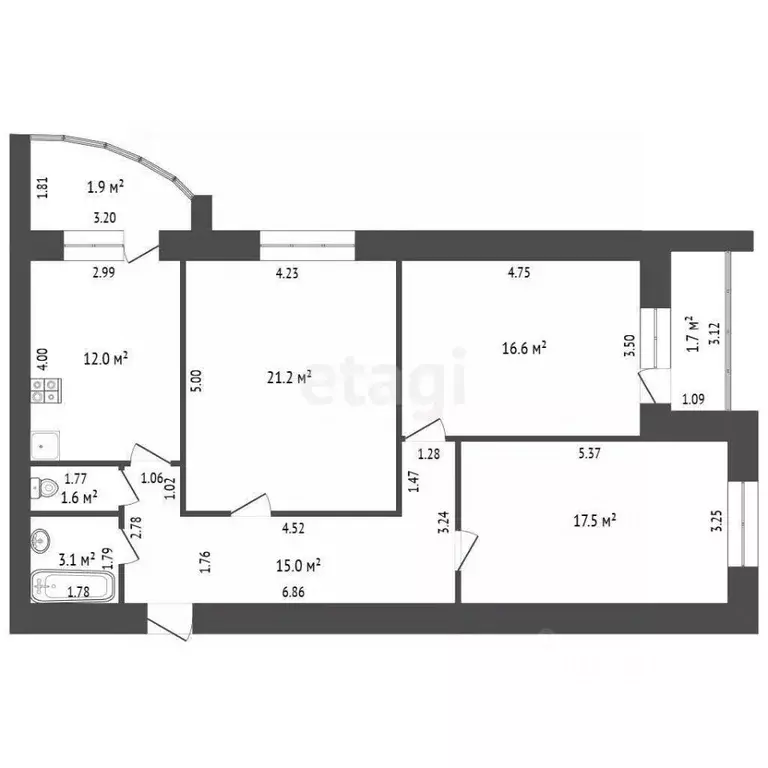3-к кв. Забайкальский край, Чита Октябрьский мкр, 7 (87.7 м) - Фото 2