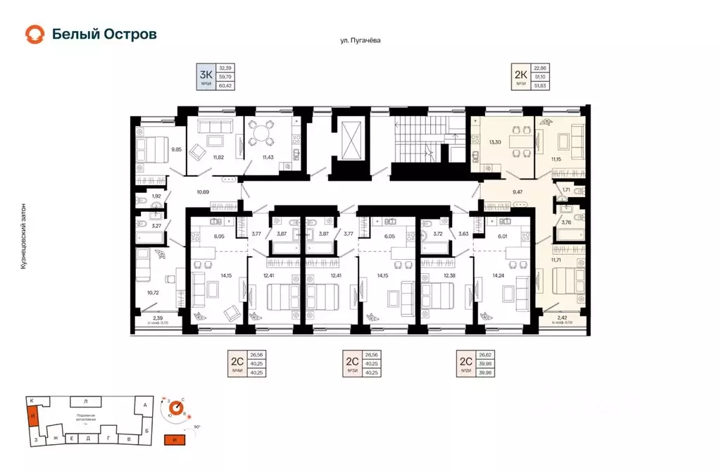 2-к кв. Башкортостан, Уфа Кузнецовский Затон мкр,  (51.83 м) - Фото 2