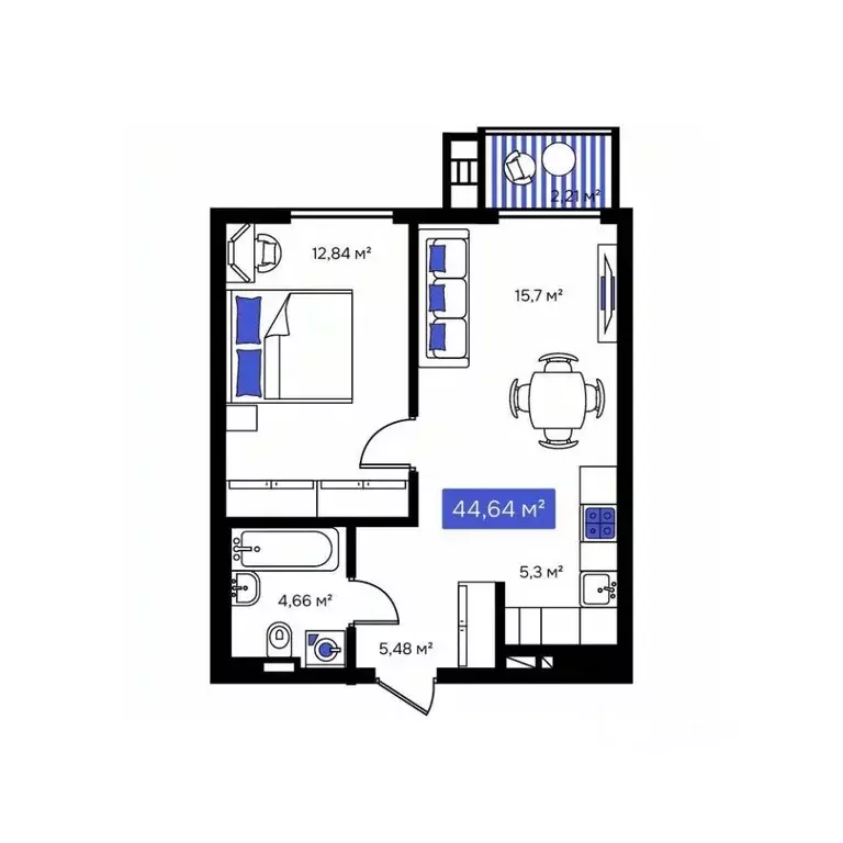 1-к кв. Приморский край, Владивосток Визионер жилой комплекс (44.64 м) - Фото 1