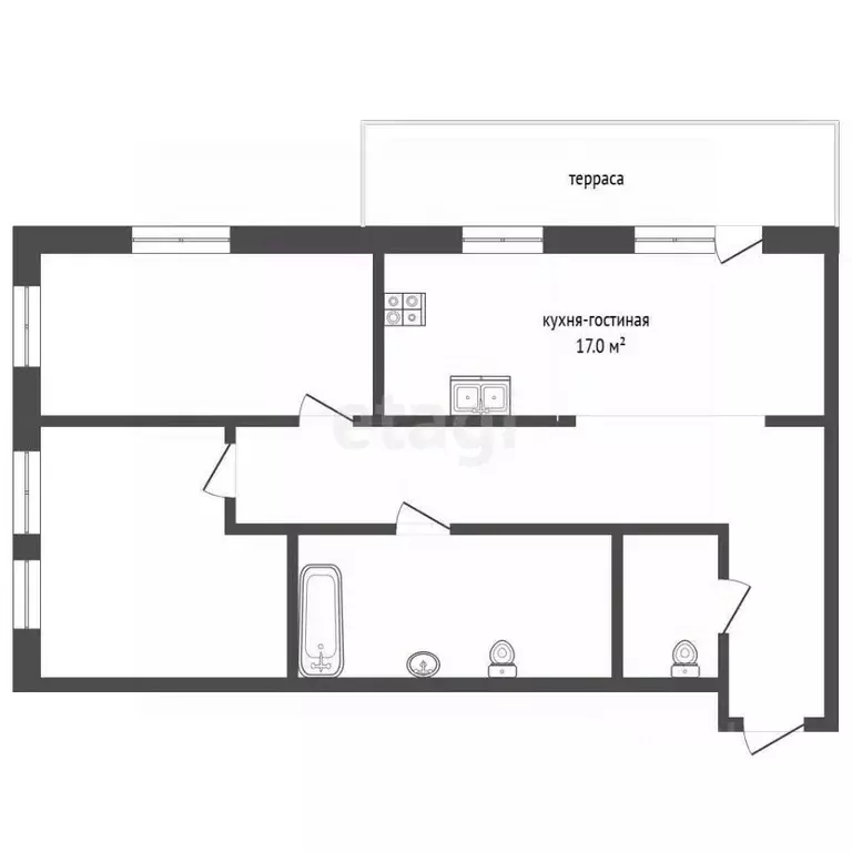 2-к кв. Тюменская область, Тюмень ул. Николая Глебова, 3 (64.0 м) - Фото 2
