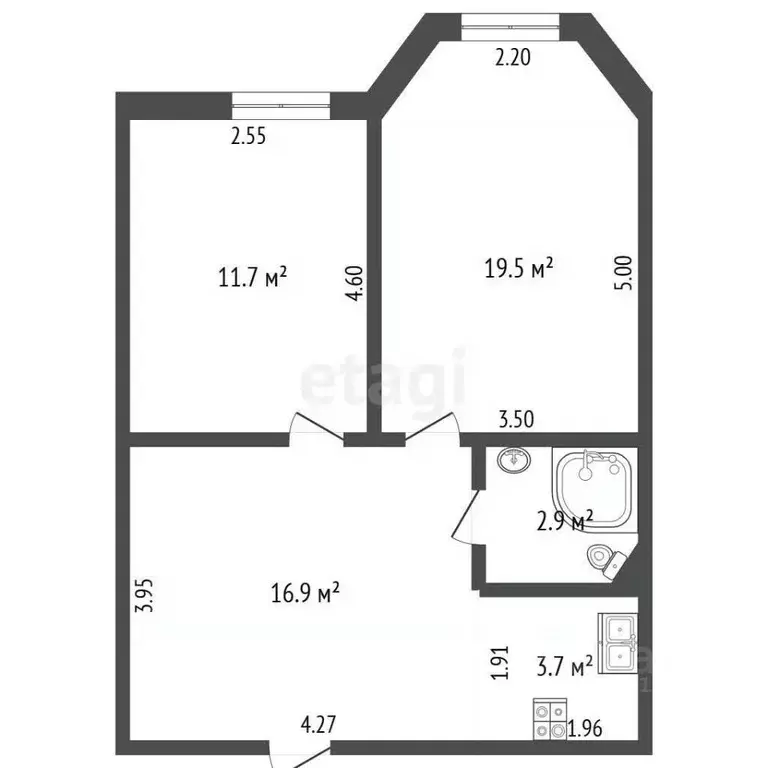 2-к кв. Белгородская область, Белгород Гражданский просп., 33 (54.7 м) - Фото 1