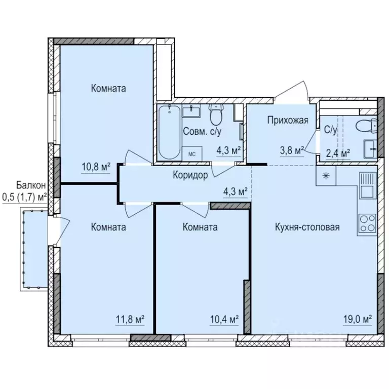 3-к кв. Удмуртия, Ижевск Буммаш жилрайон, Покровский жилой комплекс ... - Фото 1
