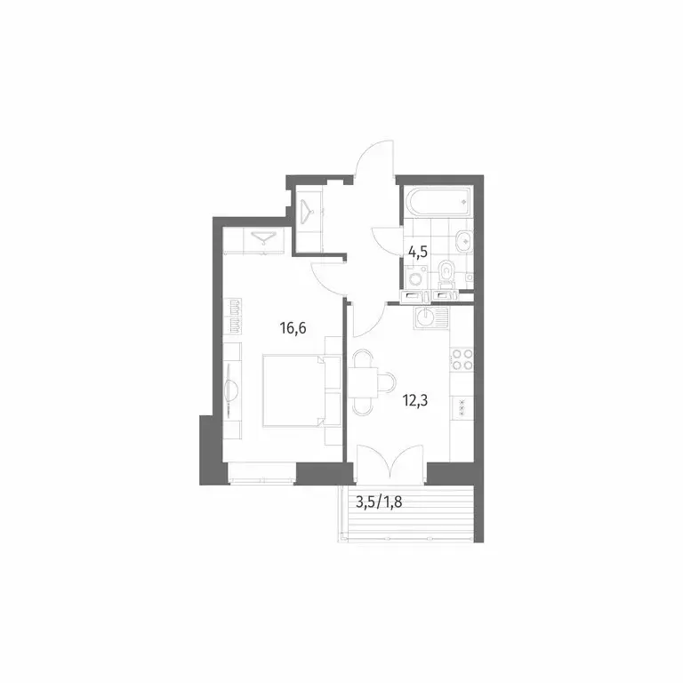 1-комнатная квартира: Новоселье, Невская улица, 3 (41.7 м) - Фото 1