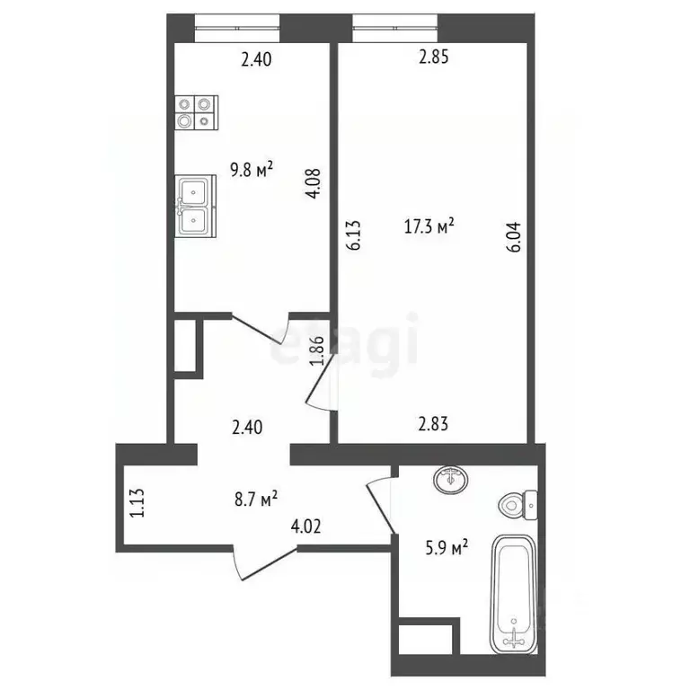 1-к кв. Санкт-Петербург, Санкт-Петербург, Пушкин Захаржевская ул., 14 ... - Фото 2