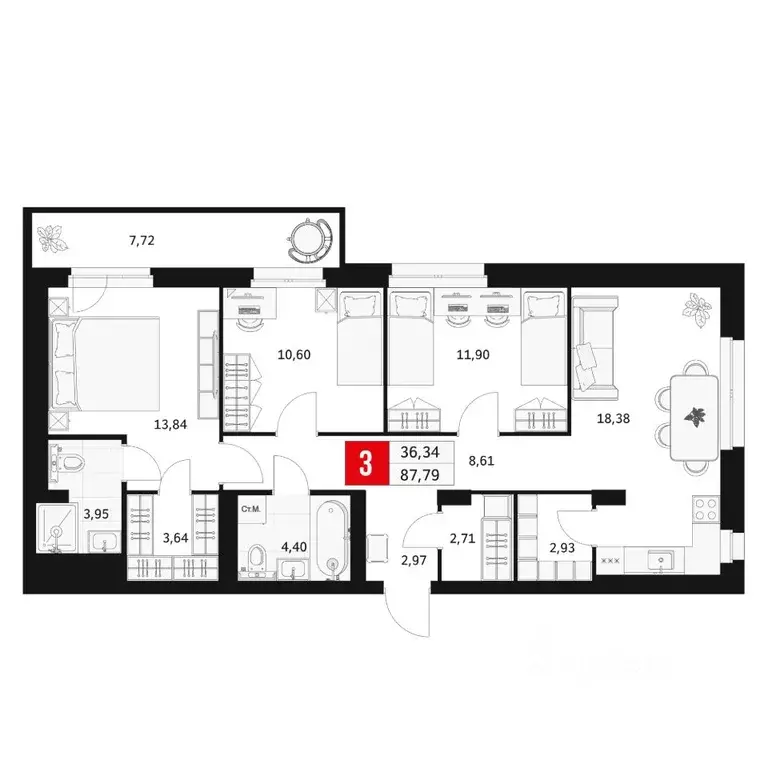 1-к кв. Башкортостан, Уфа ул. Большая Московская, 11 (35.73 м) - Фото 1