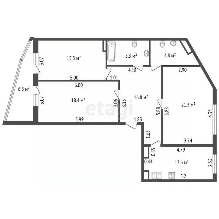 3-к кв. Санкт-Петербург ул. Оптиков, 34к2 (94.5 м) - Фото 2
