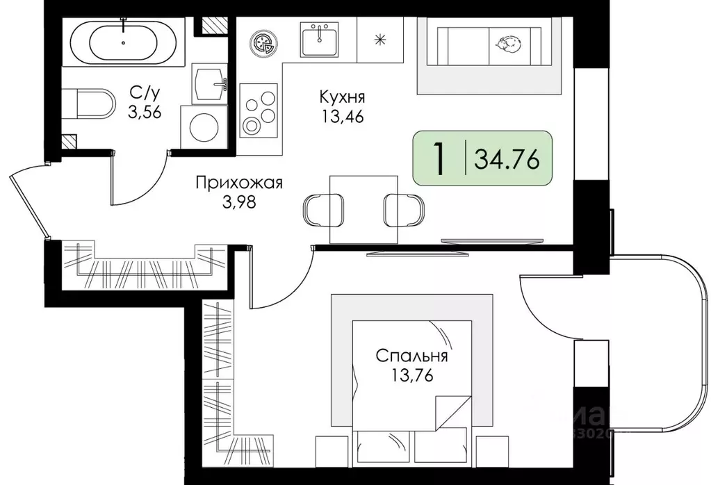 1-к кв. Ленинградская область, Всеволожский район, Романовское с/пос, ... - Фото 1