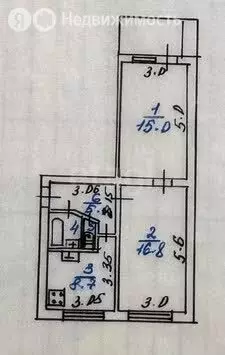 2-комнатная квартира: Махачкала, улица Абдуллы Гаджиева, 38 (56 м) - Фото 1