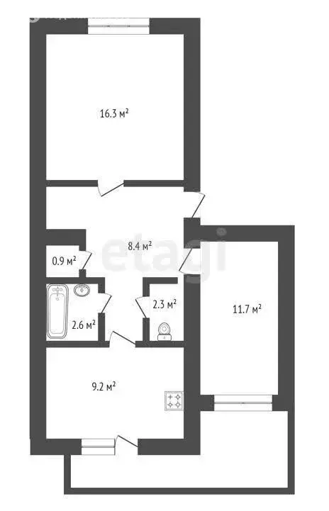 2-комнатная квартира: Нарткала, улица Шекихачева, 6 (50.4 м) - Фото 0