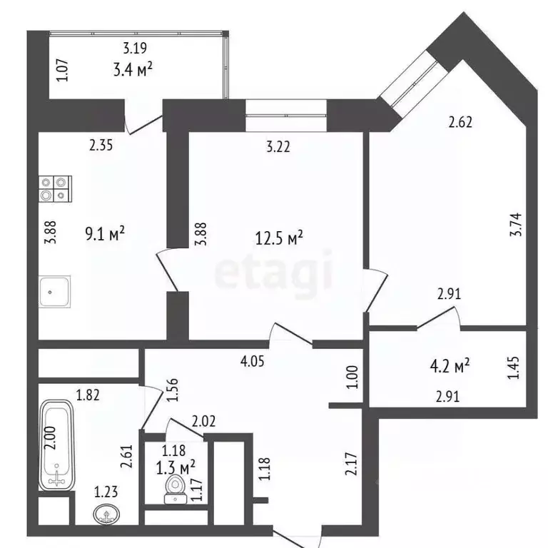 2-к кв. Москва Совхозная ул., 41 (52.4 м) - Фото 2