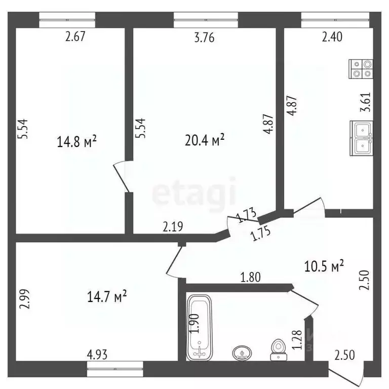 3-к кв. Ростовская область, Ростов-на-Дону Магнитогорская ул., 3/1 ... - Фото 1
