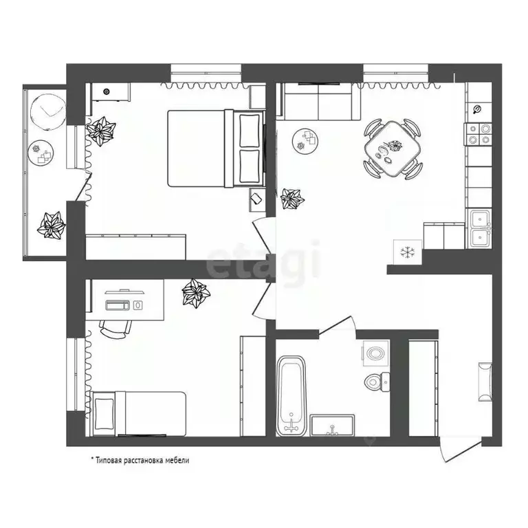 2-к кв. Тюменская область, Тюмень ул. Газовиков, 44 (50.5 м) - Фото 1