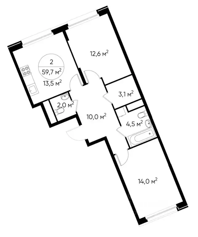 2-к кв. Москва Переделкино Ближнее мкр, 18-й кв-л,  (59.7 м) - Фото 0