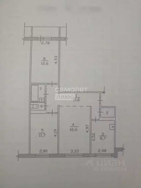 3-к кв. Татарстан, Набережные Челны ул. Шамиля Усманова, 80 (65.8 м) - Фото 1