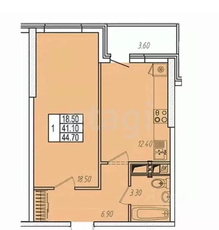 1-к кв. Краснодарский край, Анапа ул. Омелькова, 93 (44.7 м) - Фото 1