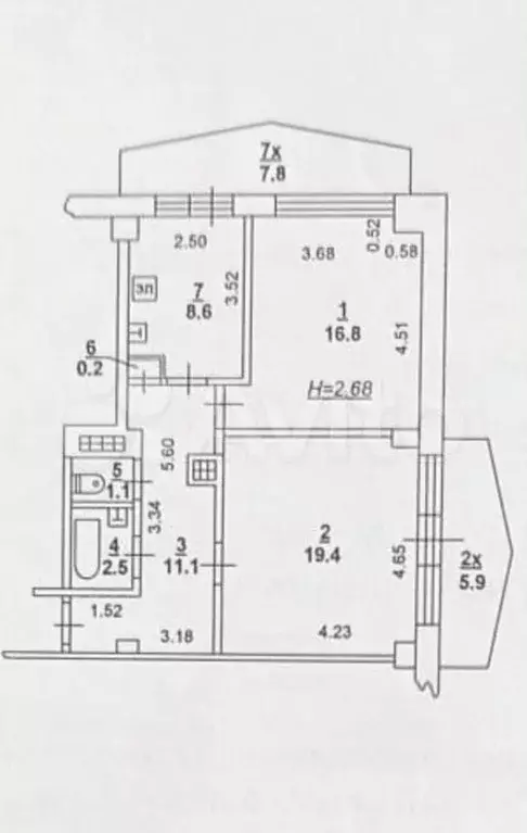 2-к. квартира, 60 м, 6/17 эт. - Фото 0
