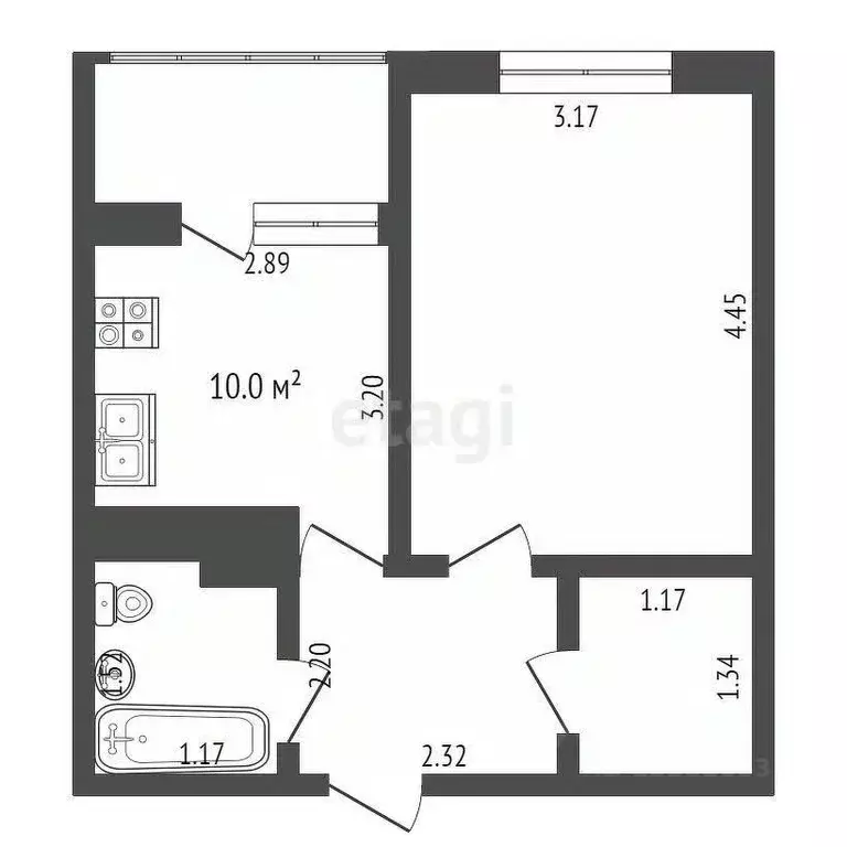 1-к кв. Ханты-Мансийский АО, Сургут тракт Югорский, 4 (35.7 м) - Фото 1
