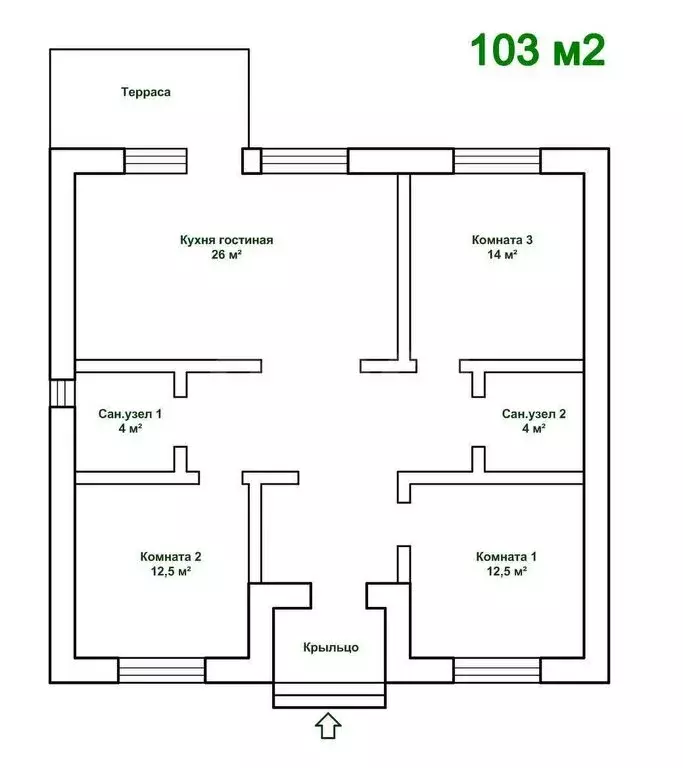 Дом в Благословенка, Большая Озёрная улица (105 м) - Фото 1