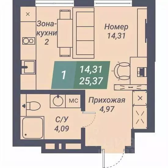 Студия Новосибирская область, Новосибирск Светлановская ул., 46/1 ... - Фото 0