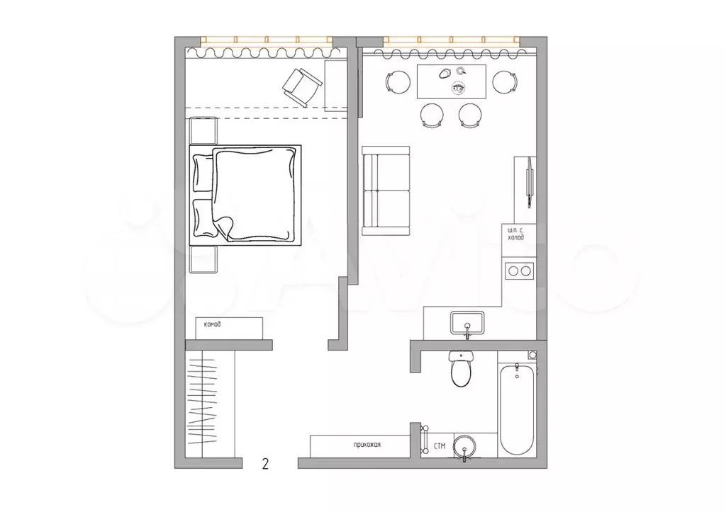 1-к. квартира, 42,5 м, 3/4 эт. - Фото 0