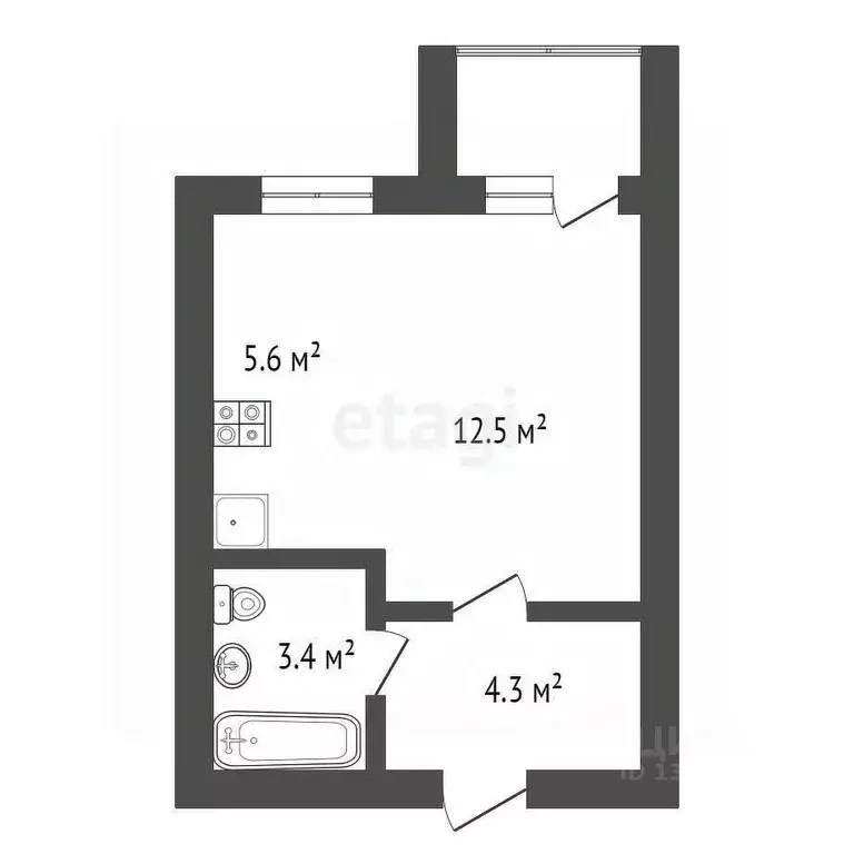 1-к кв. Амурская область, Благовещенск 224-й кв-л,  (29.9 м) - Фото 1