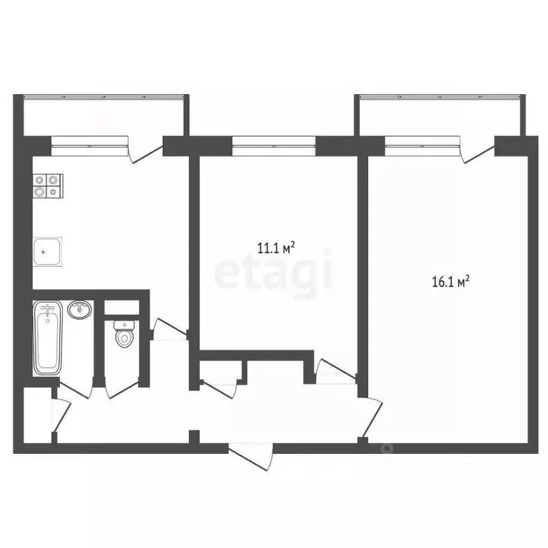 2-к кв. Московская область, Воскресенск городской округ, с. Невское 61 ... - Фото 2