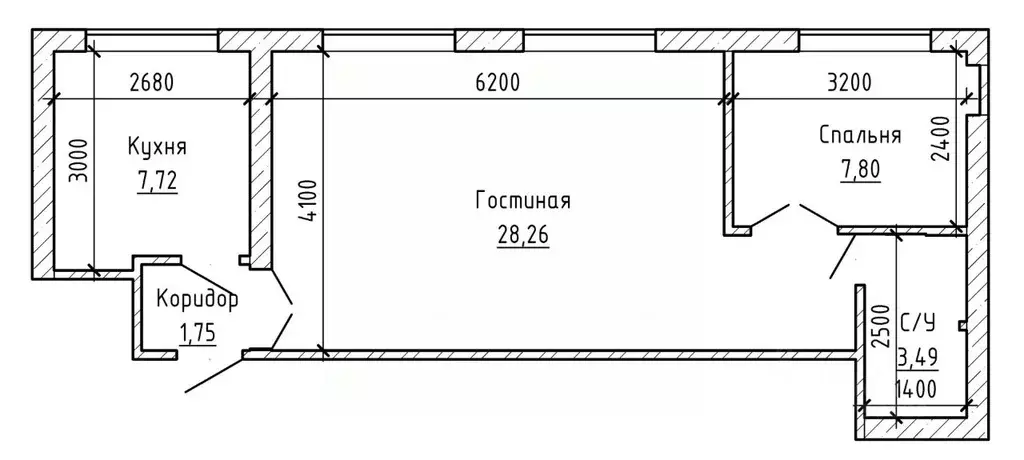 2-к кв. Кабардино-Балкария, Нальчик ул. Осипенко (48.4 м) - Фото 1