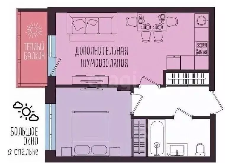 2-к кв. Тульская область, Тула Оборонная ул., 102В (43.0 м) - Фото 2