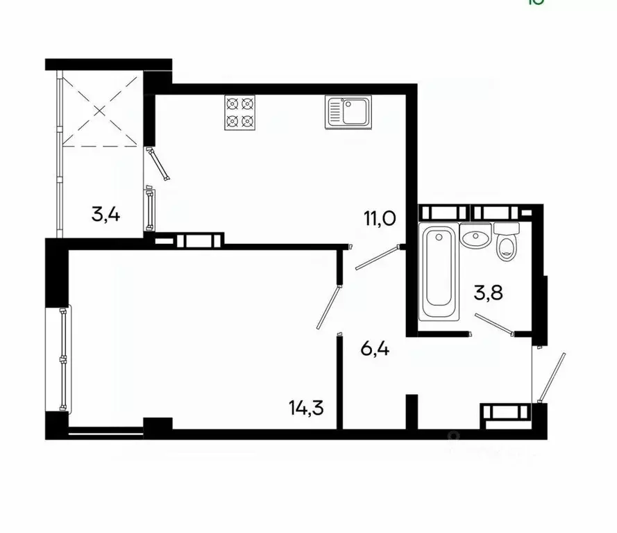 1-к кв. Крым, Симферополь ул. Севастопольская, 41/8 (35.5 м) - Фото 1
