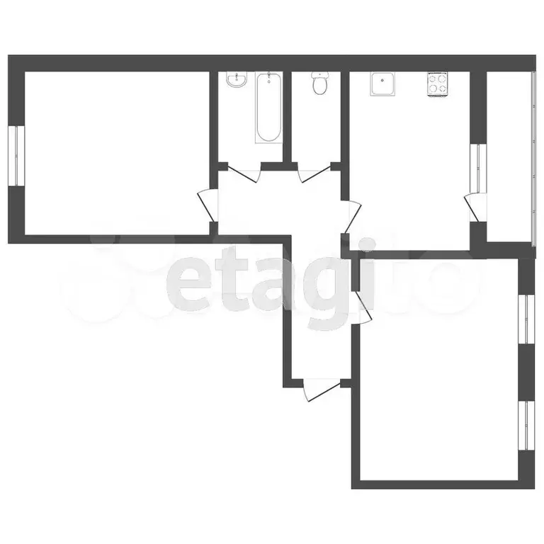 2-к. квартира, 66 м, 4/9 эт. - Фото 1