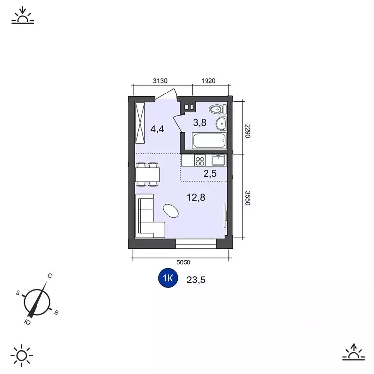 Студия Иркутская область, Иркутск Академгородок мкр, (23.5 м) - Фото 0