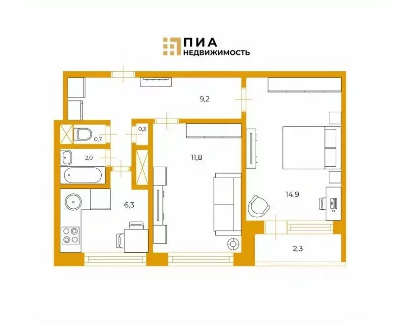 2-к кв. Санкт-Петербург Ленинский просп., 118К2 (45.2 м) - Фото 1