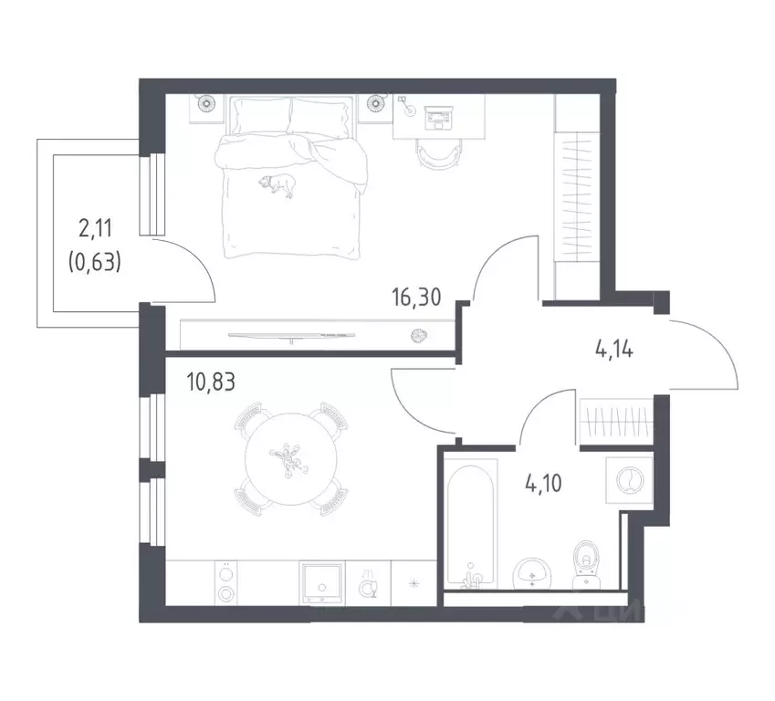 1-к кв. Московская область, Ленинский городской округ, Мисайлово пгт, ... - Фото 1