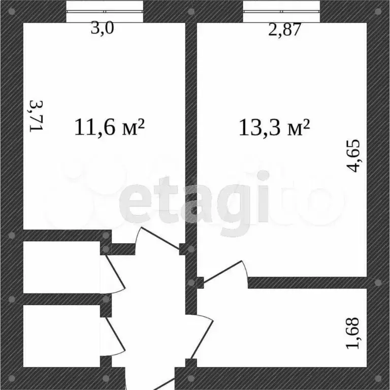 2-к. квартира, 45,4 м, 4/4 эт. - Фото 0