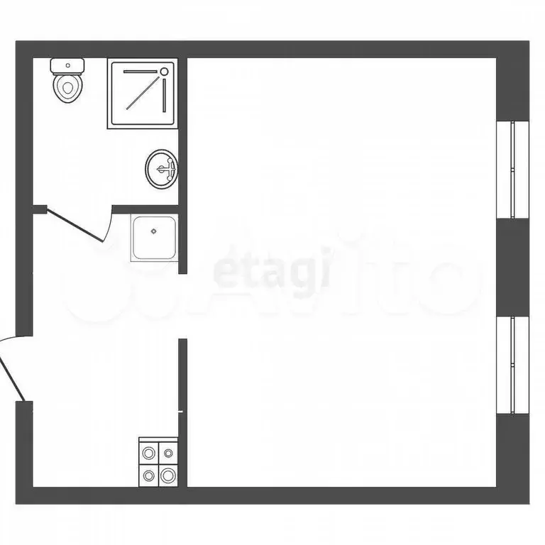 1-к. квартира, 23,1 м, 5/5 эт. - Фото 1