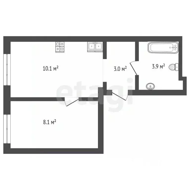 1-к кв. Тюменская область, Тюмень Новгородская ул., 9Б (25.1 м) - Фото 1