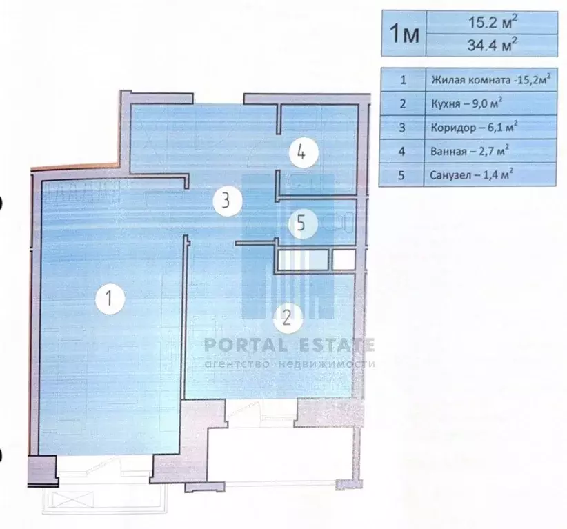 1-к кв. Московская область, Видное ул. Святослава Рихтера, 5к1 (34.4 ... - Фото 2