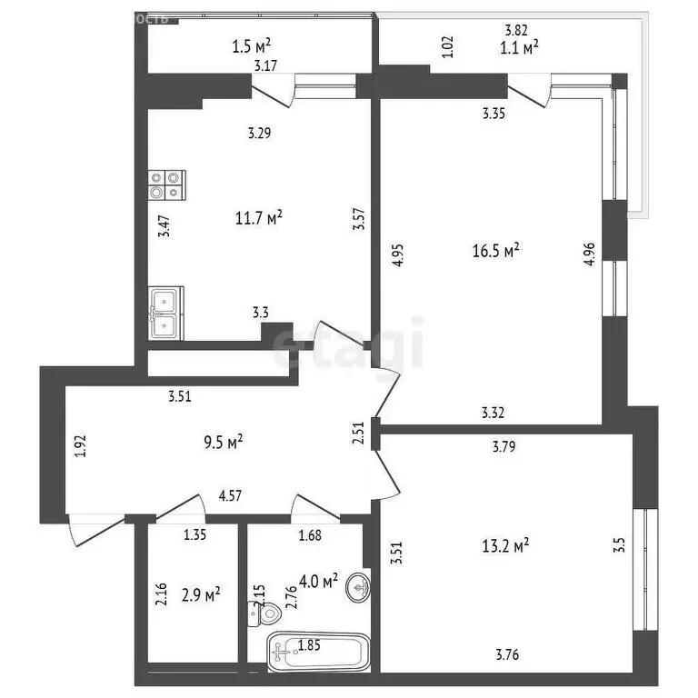 2-комнатная квартира: Калининград, Советский проспект, 238А (65 м) - Фото 1