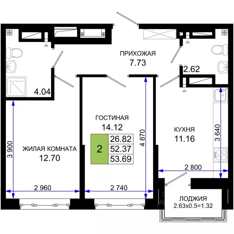 2-к кв. Ростовская область, Ростов-на-Дону Нефтекачка кв-л, Октябрь ... - Фото 0